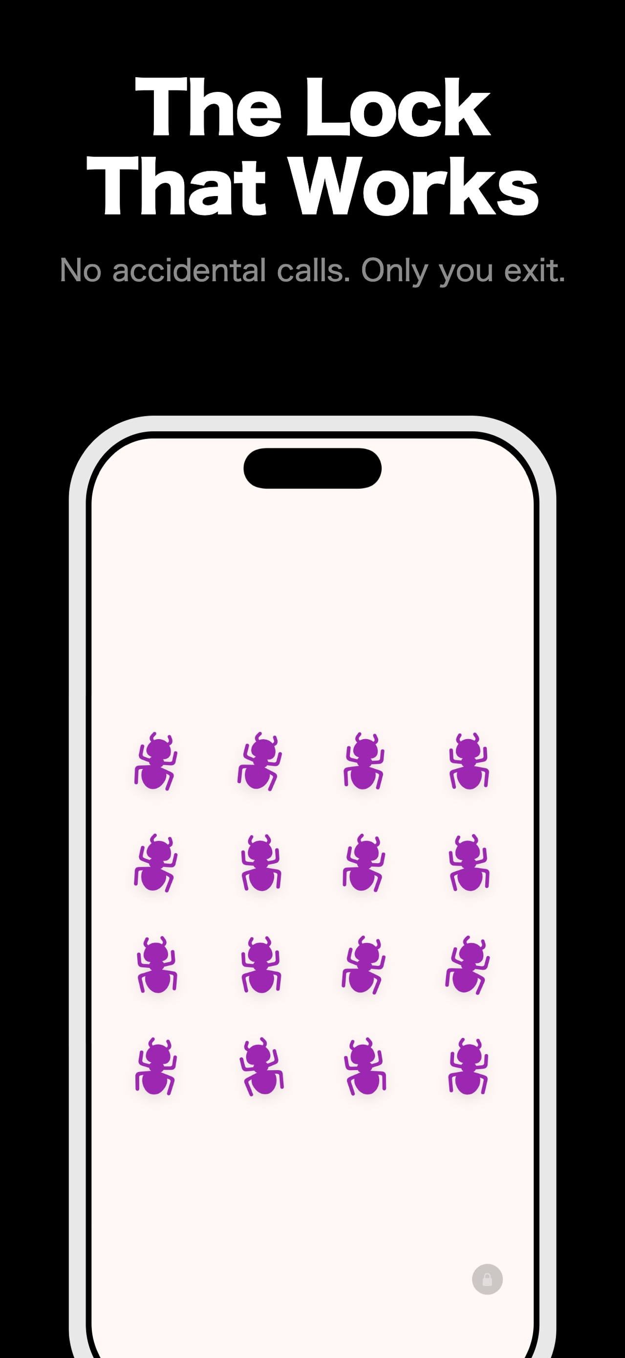 Baby Screen Lock activity with a discreet parent exit control in the lower corner