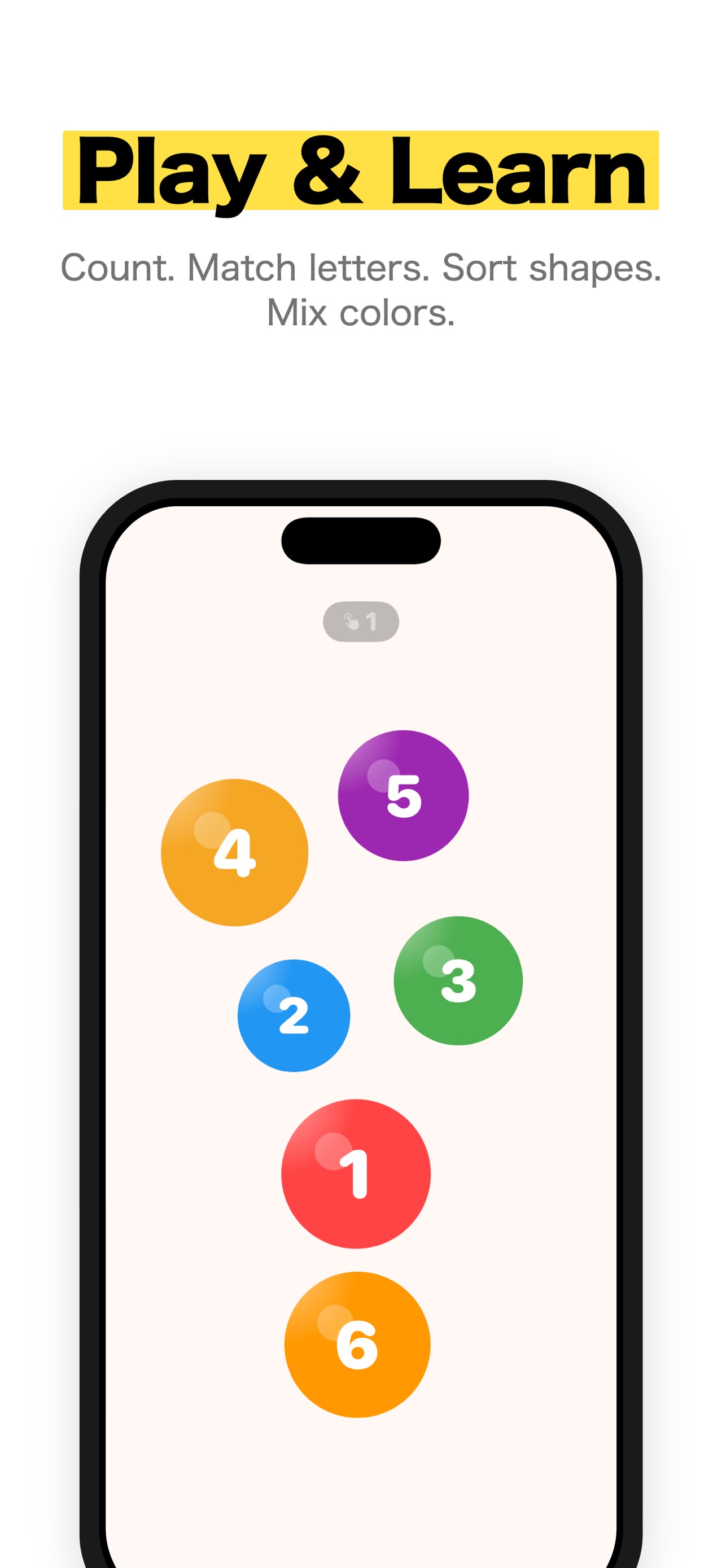 Baby Screen Lock number activity with colourful numbered circles